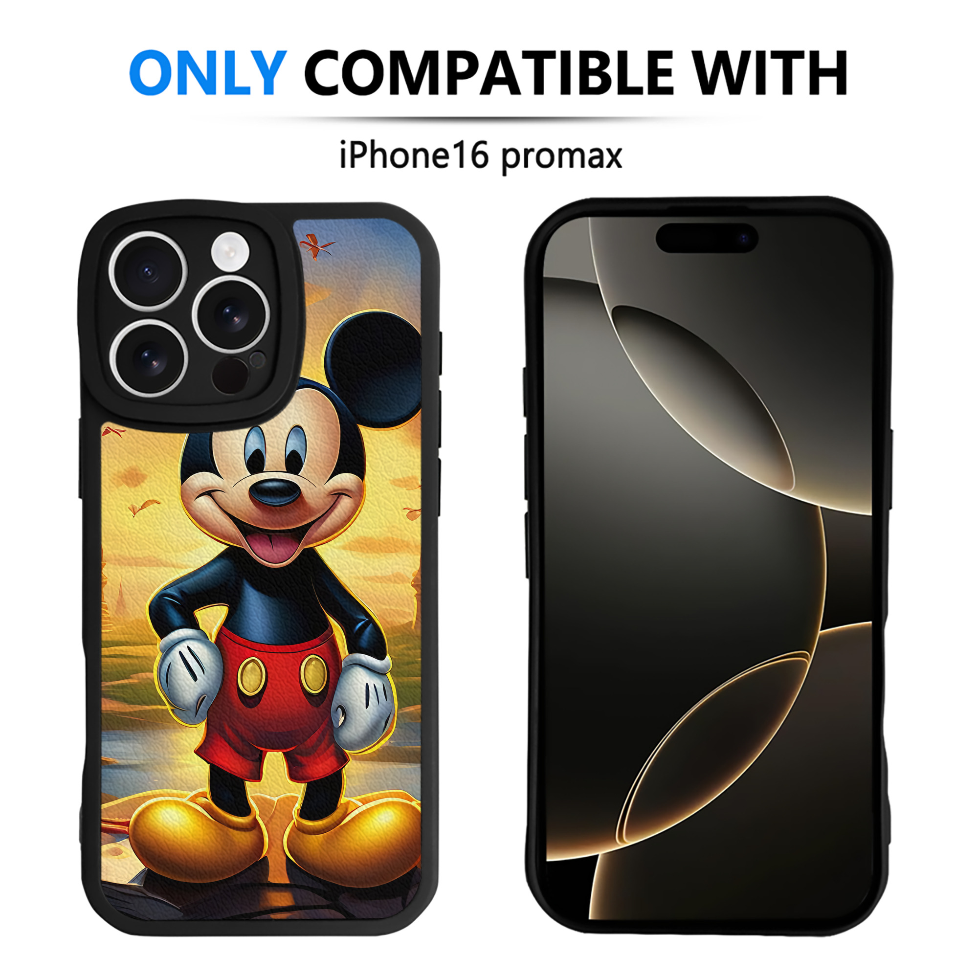 （画像用） ミッキーマウス Mickey Mouse 【iPhone 16シリーズ対応】シリコンスマホケース（レザー調） 材質：シリコン